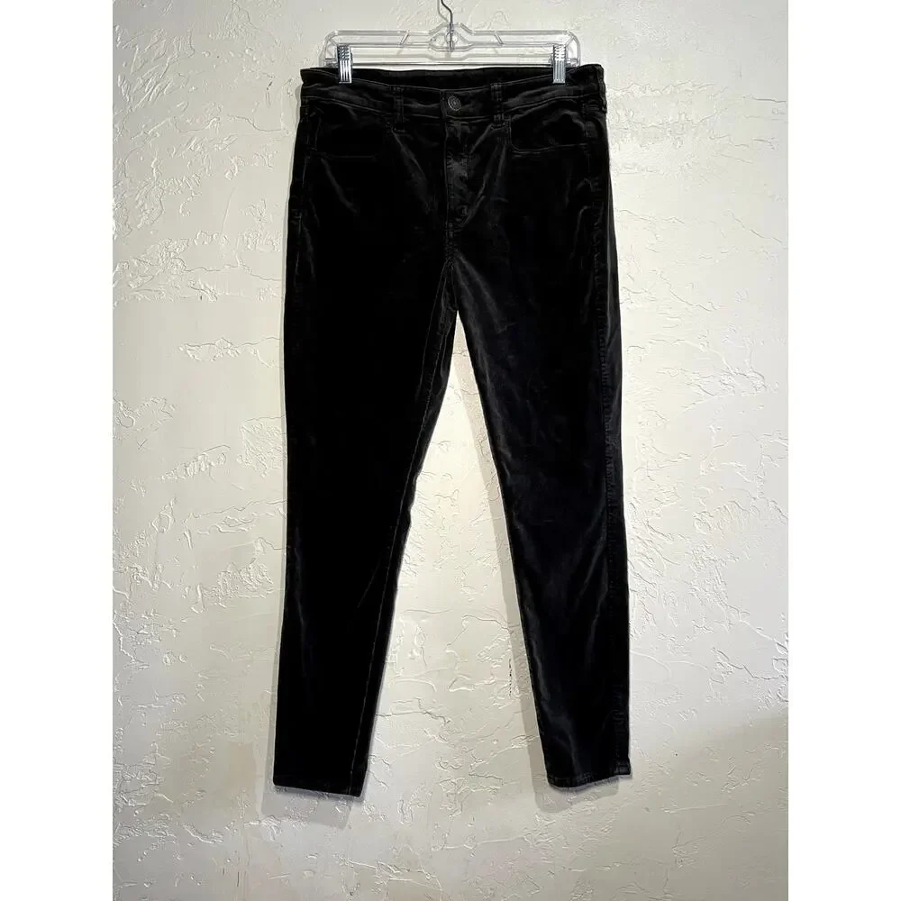 American‎ Eagle black velvet skinny jeans woomens 12 whimsigoth goth emo grunge